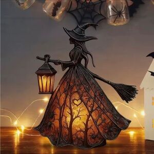 Halloween Witch Lantern Figurine LED Table Accent